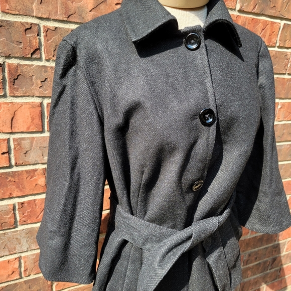 Gap Woman's Dark Gray 70% Wool Car Coat Size M Medium 3/4 Sleeve Wool - Picture 8 of 16
